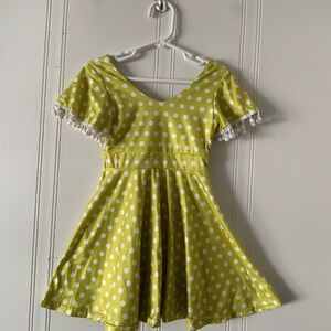 Charming Yellow Polka Dot Girls Dress